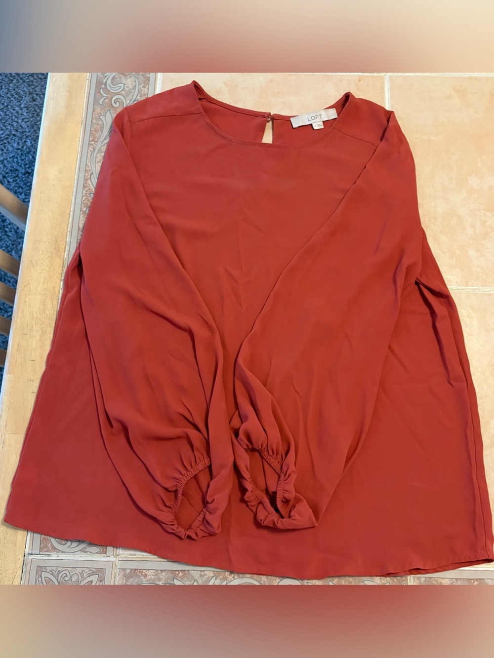 LOFT Women's Rust/Brick Long-Sleeve Blouse